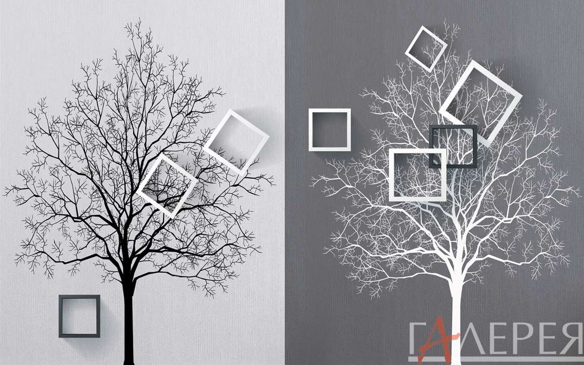 Модерн 3D обои, деревья, геометрия, арт, 3d